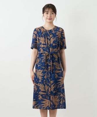 リーフ柄フレアワンピース【Ｌｅｉｌｉａｎ　ＷＨＩＴＥ　ＬＡＢＥＬ】