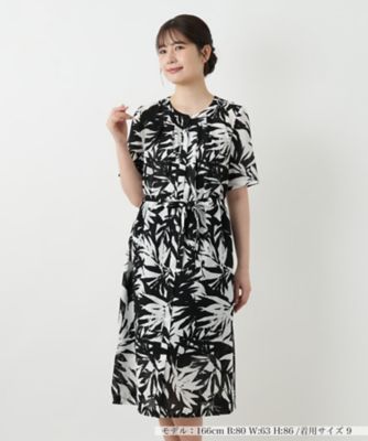 リーフ柄フレアワンピース【Ｌｅｉｌｉａｎ　ＷＨＩＴＥ　ＬＡＢＥＬ】