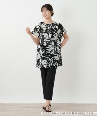リーフ柄チュニックブラウス【Leilian WHITE
