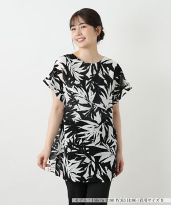 リーフ柄チュニックブラウス【Leilian WHITE
