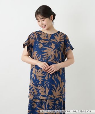 ＜Leilian (Women)＞リーフ柄チュニックブラウス【Ｌｅｉｌｉａｎ　ＷＨＩＴＥ　ＬＡＢＥＬ】