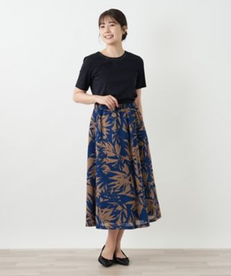 リーフ柄フレアスカート【Leilian WHITE LABEL