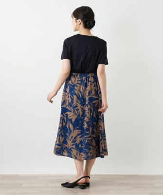 未使用に近い Leilian レリアン リネン混 スカート 花柄 お花 11 花柄プリーツスカート | Leilian plus house (Women/大きい
