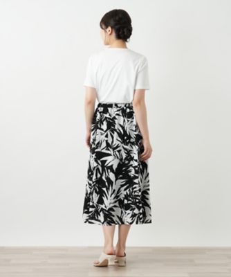 リーフ柄フレアスカート【Leilian WHITE LABEL