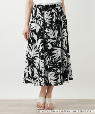 リーフ柄フレアスカート【Leilian WHITE LABEL