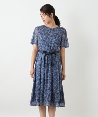 フラワー柄フレアワンピース【Leilian WHITE