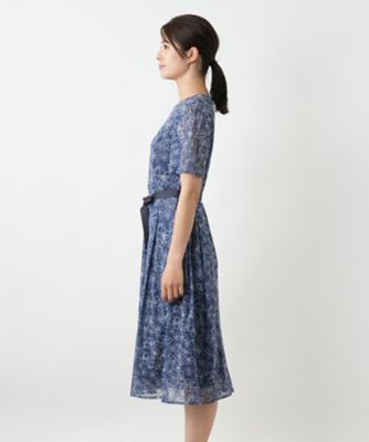 フラワー柄フレアワンピース【Leilian WHITE