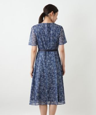フラワー柄フレアワンピース【Leilian WHITE