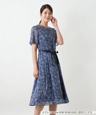 関税送料込【MAC DUGGAL】ミディ ワンピース 花柄 フレア WH 花柄チュールワンピセット（ミドルワンピース） | petit main