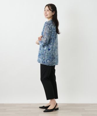 ペイズリー柄バンドカラーブラウス【Ｌｅｉｌｉａｎ　ＷＨＩＴＥ　ＬＡＢＥＬ】