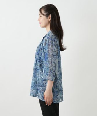 ペイズリー柄バンドカラーブラウス【Ｌｅｉｌｉａｎ　ＷＨＩＴＥ　ＬＡＢＥＬ】