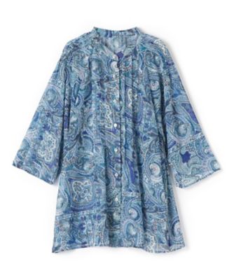 ペイズリー柄バンドカラーブラウス【Ｌｅｉｌｉａｎ　ＷＨＩＴＥ　ＬＡＢＥＬ】