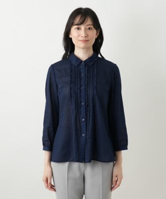 シアーチェックブラウス【Ｌｅｉｌｉａｎ　ＷＨＩＴＥ　ＬＡＢＥＬ】