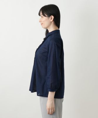 シアーチェックブラウス【Ｌｅｉｌｉａｎ　ＷＨＩＴＥ　ＬＡＢＥＬ】