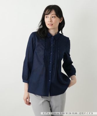 ＜Leilian (Women)＞シアーチェックブラウス【Ｌｅｉｌｉａｎ　ＷＨＩＴＥ　ＬＡＢＥＬ】
