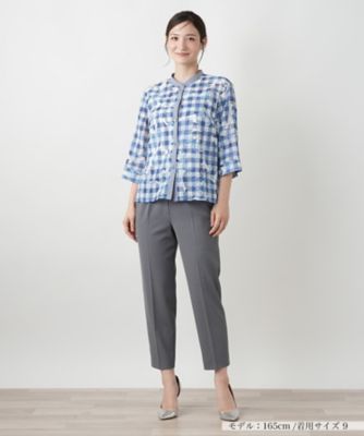 Leilian / レリアン フラワーチェックブラウス【Leilian WHITE LABEL】 フラワーチェックブラウス【Leilian WHITE