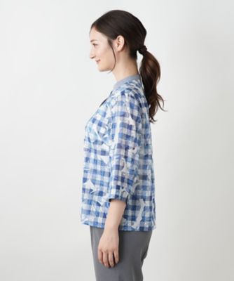 フラワーチェックブラウス【Leilian WHITE