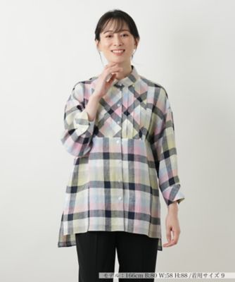＜Leilian (Women)＞チェックブラウス【Ｌｅｉｌｉａｎ　ＷＨＩＴＥ　ＬＡＢＥＬ】