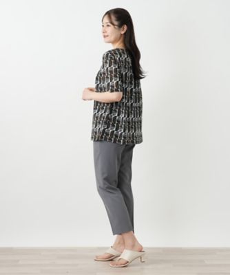 幾何学柄タックカットソー【Leilian WHITE LABEL