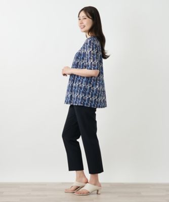 幾何学柄タックカットソー【Leilian WHITE LABEL