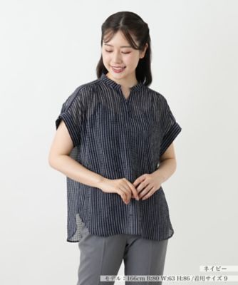 ＜Leilian (Women)＞ストライプブラウス【Ｌｅｉｌｉａｎ　ＷＨＩＴＥ　ＬＡＢＥＬ】