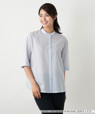 ＜Leilian (Women)＞バンドカラーブラウス【Ｌｅｉｌｉａｎ　ＷＨＩＴＥ　ＬＡＢＥＬ】