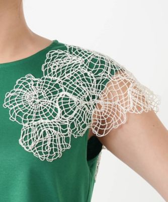 フラワー刺繍カットソー