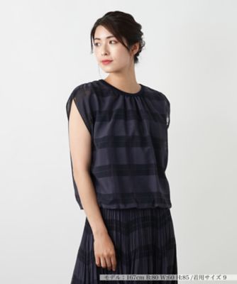 ＜BOURGE (Women)＞チェックフレンチスリーブブラウス
