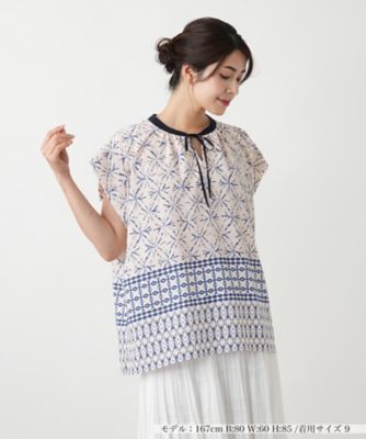 ＜BOURGE (Women)＞幾何学柄ブラウス