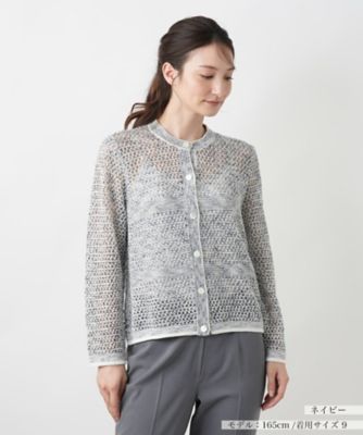 ＜Leilian (Women)＞ラメクルーネックカーディガン