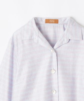 ボーダーオープンカラーブラウス【Ｌｅｉｌｉａｎ　ＷＨＩＴＥ　ＬＡＢＥＬ】