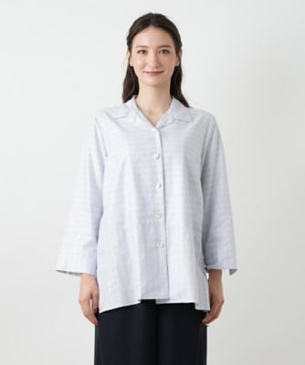 ボーダーオープンカラーブラウス【Ｌｅｉｌｉａｎ　ＷＨＩＴＥ　ＬＡＢＥＬ】