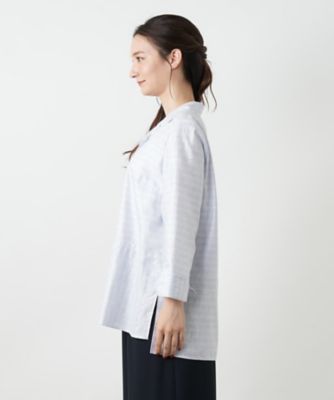 ボーダーオープンカラーブラウス【Ｌｅｉｌｉａｎ　ＷＨＩＴＥ　ＬＡＢＥＬ】