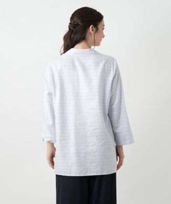 ボーダーオープンカラーブラウス【Ｌｅｉｌｉａｎ　ＷＨＩＴＥ　ＬＡＢＥＬ】