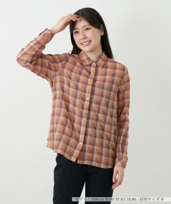 ＜Leilian (Women)＞チェックブラウス【Ｌｅｉｌｉａｎ　ＷＨＩＴＥ　ＬＡＢＥＬ】