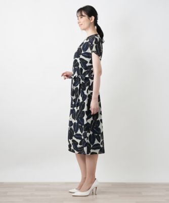 リーフ柄フレアワンピース【ＲＯＣＨＡＳ　Ｐｒｅｍｉｅｒｅ】