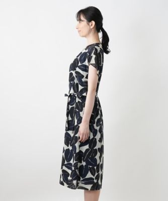 リーフ柄フレアワンピース【ＲＯＣＨＡＳ　Ｐｒｅｍｉｅｒｅ】