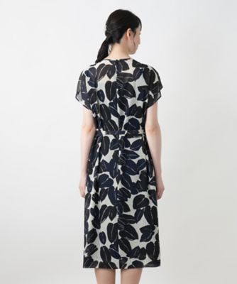 リーフ柄フレアワンピース【ＲＯＣＨＡＳ　Ｐｒｅｍｉｅｒｅ】