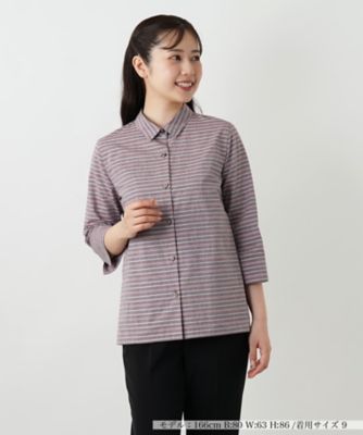 Leilian (Women)/レリアン マルチボーダーブラウス【Ｌｅｉｌｉａｎ　ＷＨＩＴＥ　ＬＡＢＥＬ】