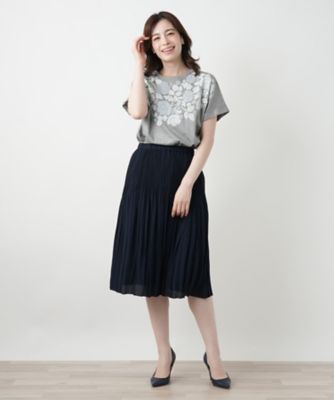 フラワーモチーフカットソー【ＭＵＳＥ　ＢＹ　ＲＯＣＨＡＳ　Ｐｒｅｍｉｅｒｅ】