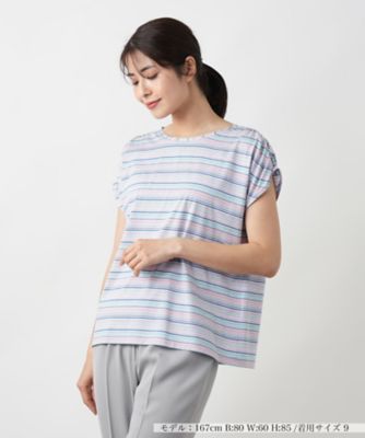 ＜Leilian (Women)＞マルチボーダーカットソー【ＭＵＳＥ　ＢＹ　ＲＯＣＨＡＳ　Ｐｒｅｍｉｅｒｅ】