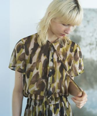 ＜BOURGE (Women)＞プリントリボンタイブラウス