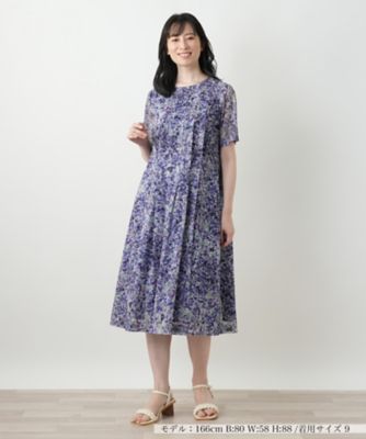 Leilian 花柄ワンピース 13＋ フラワー柄フレアワンピース【Leilian WHITE LABEL】|レリアン