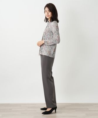 定価7万✨極美品 レリアン BINDA フラワー柄バンドカラーブラウス 白黒 9