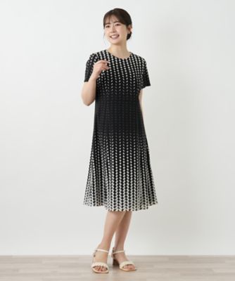 幾何学柄フレアワンピース