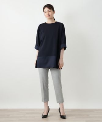 新品 レリアン イタリア製伸縮生地 チュニック丈カットソー 13＋（XL相当 切替チュニックカットソー | Leilian (Women)/レリアン | 三越