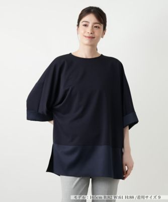 新品 レリアン イタリア製伸縮生地 チュニック丈カットソー 13＋（XL相当 切替チュニックカットソー | Leilian (Women)/レリアン | 三越