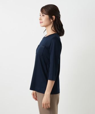 2437【Leilian】カットソー 半袖 Tシャツ ブラウス ネイビー 日本製 2437【Leilian】カットソー 半袖 Tシャツ ブラウス ネイビー