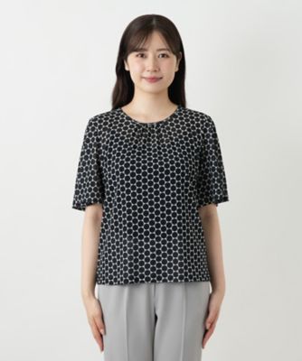 ネイビー　ドット　レリアン　トップス 楽天市場】Leilian レリアン ブラウス シャツ トップス 五分袖