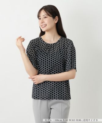 Leilian (Women)/レリアン ドット柄クルーネックカットソー